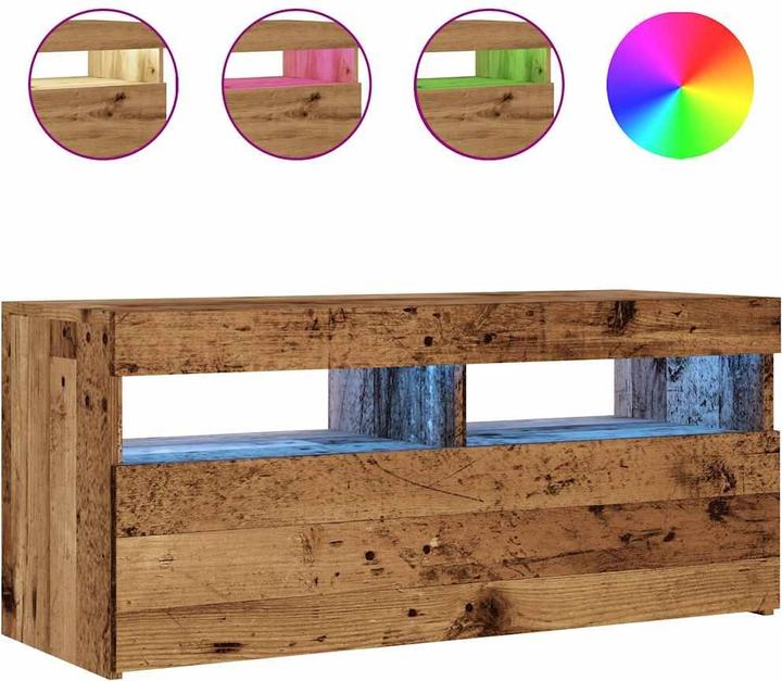 Image du produit VidaXL TV Schrank Lowboard Fernsehschrank Fernsehtisch mit LED Altholz-Optik (90 x 35 x 40 cm)
