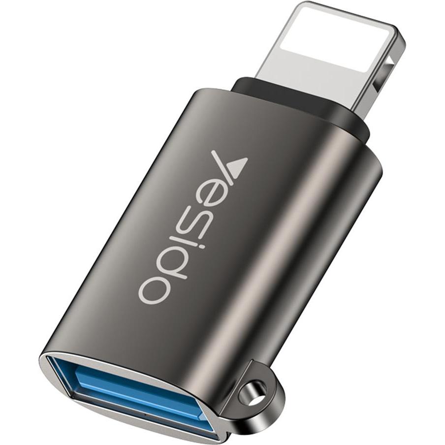 Yesido - OTG Adapter (GS14) - USB 3.0 to Lightning, Plug & Play, 480Mbps - Black (Lightning), Adattatore dispositivo mobile, Nero