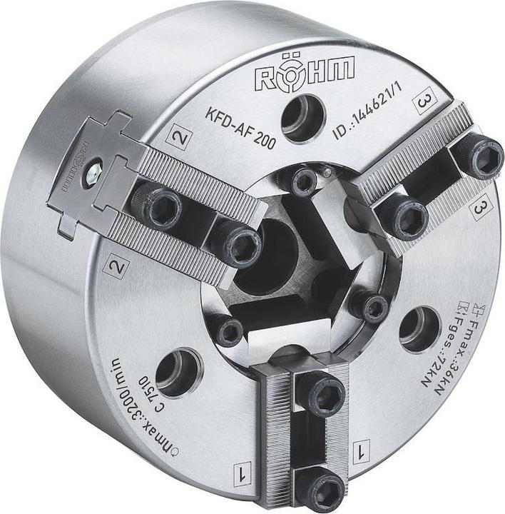 Produktbild Röhm Kraftbetätigtes-Ausgleichsfutter KFD-AF, Grösse 160, 3-Backen, Spitzverzahnung 90°