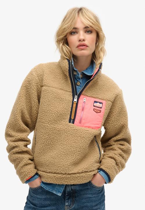 Produktbild Superdry Vintage Retro Fleecepullover mit halblangem Reissverschluss (L)