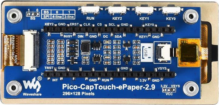 Produktbild WaveShare 2.9inch E-Ink Touch Display für Raspberry Pi Pico (B)
