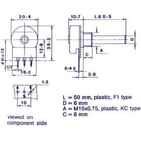 Velleman Potmeter Mono Log 47K, Widerstand