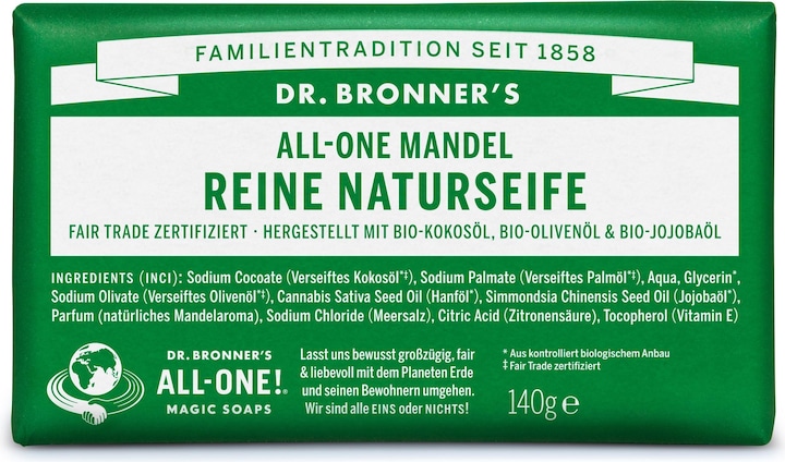 Dr. Bronner's All-One Naturseife Mandel 140g (Hartseife)