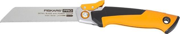 Produktbild Fiskars Pro Klappbare Zugsäge, Sägeblattlänge: 15 cm, 19 TPI, Schwarz/Orange, PowerTooth, 1062932
