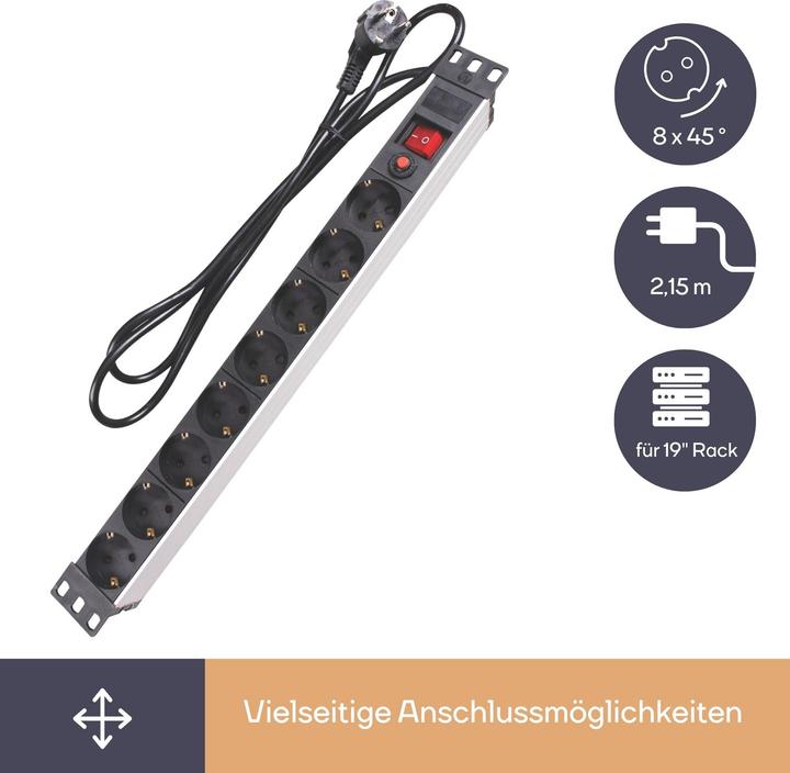 Produktbild Perel Steckdosenleiste (8 x, CEE 7/3, 2.15 m)