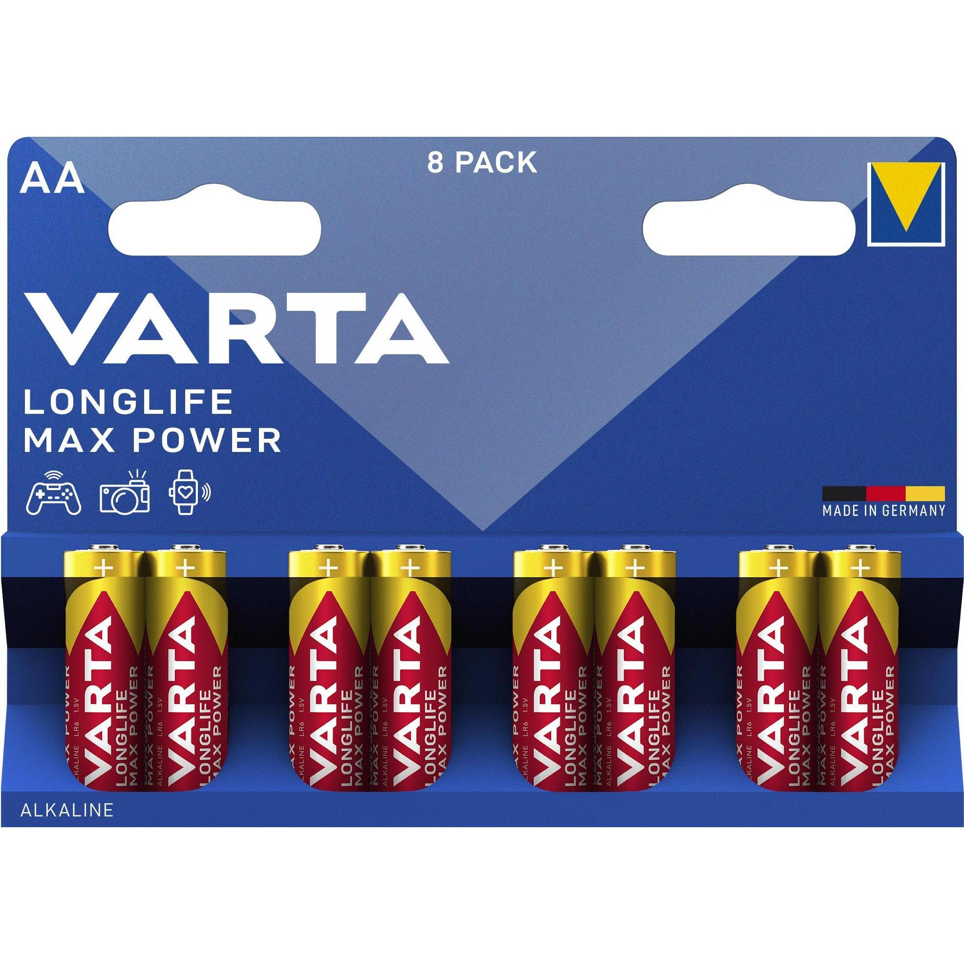 Varta Longlife Max Power (8 Stk., AA, 2980 mAh), Batterien + Akkus