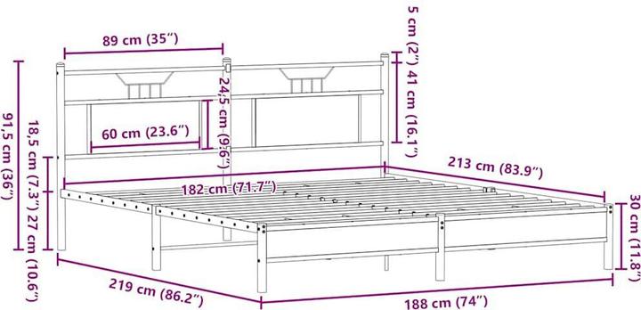 Image du produit vidaXL Bettgestell (183 x 213 cm)
