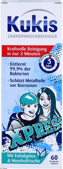 Kukis Reckitt Benckiser, pastilles de nettoyage pour appareils dentaires, 60 pastilles