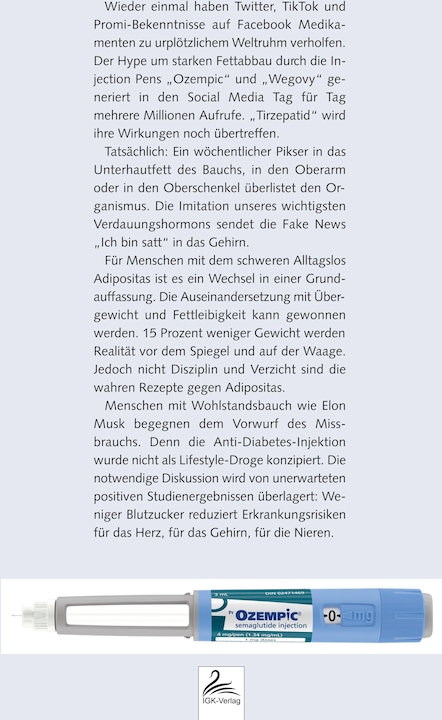 Actual product image Mit OZEMPIC schlank piksen wie Elon Musk (German, Imre Kusztrich, Jan-Dirk Dr Fauteck, 2023)