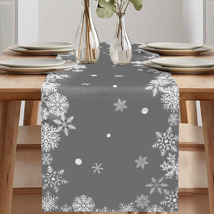Actual product image Alopini Christmas table runner modern Christmas table runner, snowflake table runner