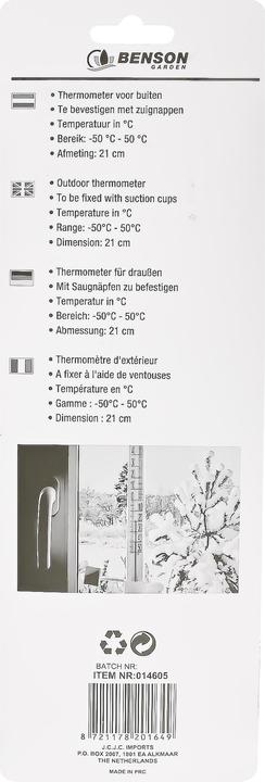 Immagine prodotto Benson Garden Aussenthermometer mit Saugnapf weiss 21 cm