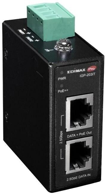 edimax Industrie 2.5 Gigabit 90W PoE++ DIN-Rail Injektor (802.3af (PoE), 802.3at (PoE+), 802.3bt (PoE++), 90 W)