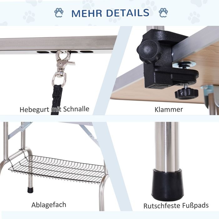 Produktbild Swisshandel24 Pflegetisch Trimmtisch Schertisch mit Unterkorb für Hunde höhenverstellbar klappbar Edelstahl Metall (Hund)