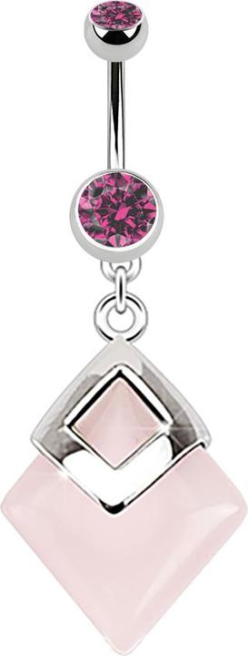 Immagine prodotto Star Piercing Banana in argento con ciondolo in quarzo rosa (senza ottone, Mnerale, Acciaio chirurgico 316L)