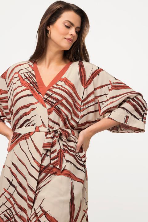 Produktbild Ulla Popken Kimono, Palmen, offene Form, Bindegürtel, 3/4-Arm (54)