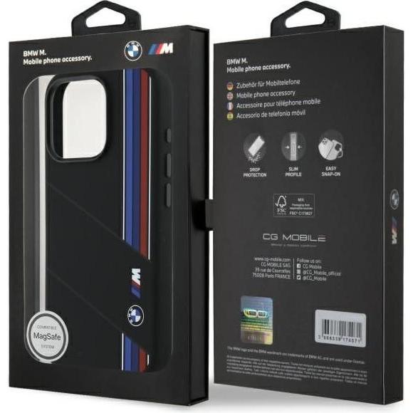 Thumbnail - BMW BMHMP16X23SCUK iPhone 16 Pro Max 6.9" czarny/black hardcase Silicone Cut Tricolor Lines Mag (Apple iPhone 16 Pro Max...