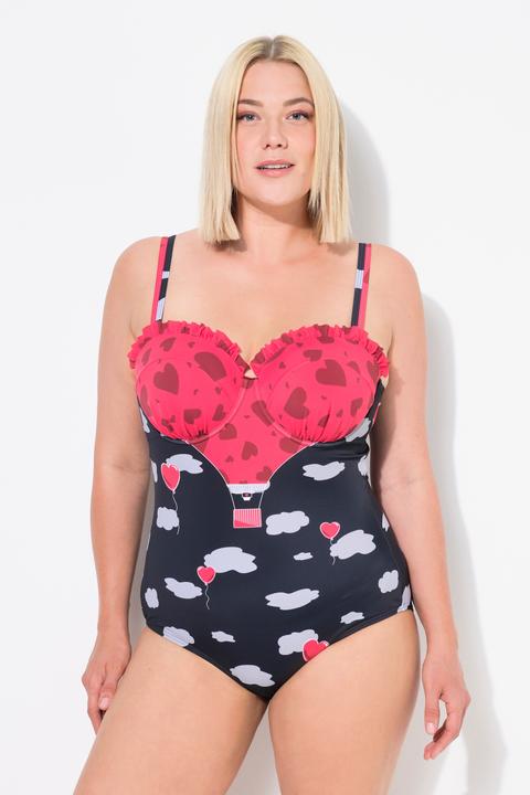 Actual product image Ulla Popken Heart and Cloud Print One Piece Underwire Swimsuit (60)