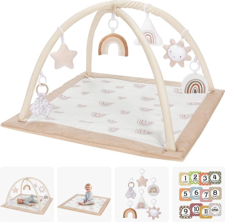 Mallify Spielbogen mit Krabbeldecke und Spielzeugen (ab Geburt)