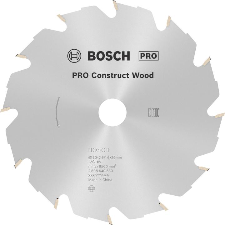 Produktbild Bosch Professional Zubehör PRO Construct Wood Kreissägeblatt, 160 x 2,6 x 20 mm