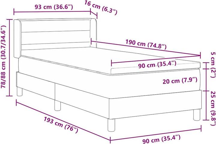 Produktbild vidaXL Boxspringbett (90 x 190 cm)