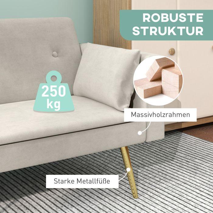 Image du produit Swisshandel24 2-Sitzer Sofa mit Bettfunktion, Verstellbare Rückenlehne, weiche Kissen, Beige (Canapé-lit)