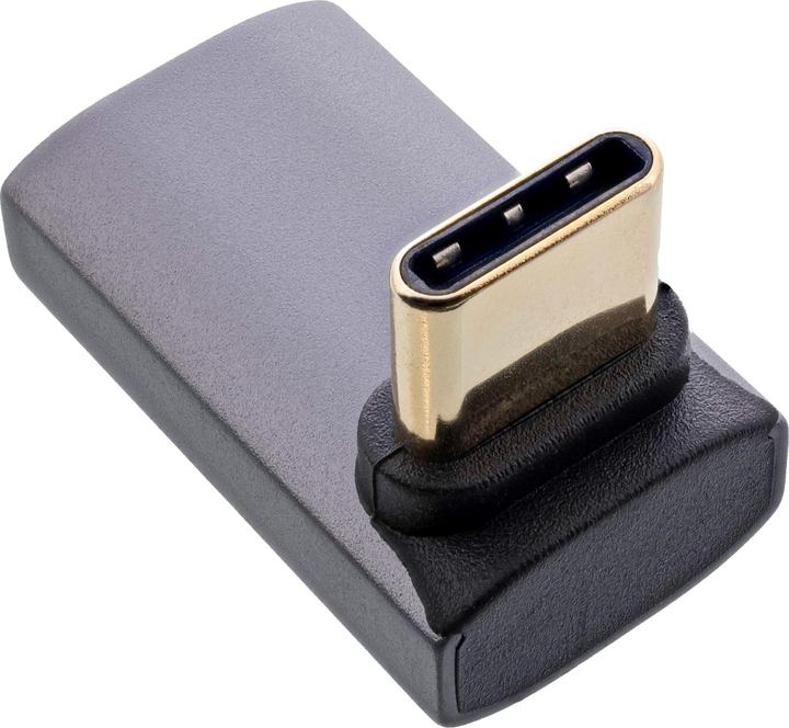 Actual product image InLine USB4 adapter, USB-C plug/socket angled top/bottom, aluminium, grey (2 cm)