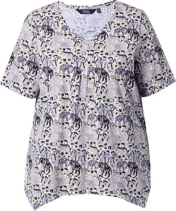 Produktbild Ulla Popken T-Shirt, Tiere, A-Linie, Zipfelsaum, V-Ausschnitt, Halbarm (58)