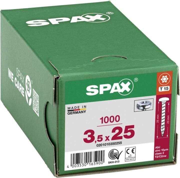 Actual product image Spax Halbrundkopf T-Star Plus T15 Vollgewinde Wirox (1000 Screws per piece, 3.5 x 25 mm)