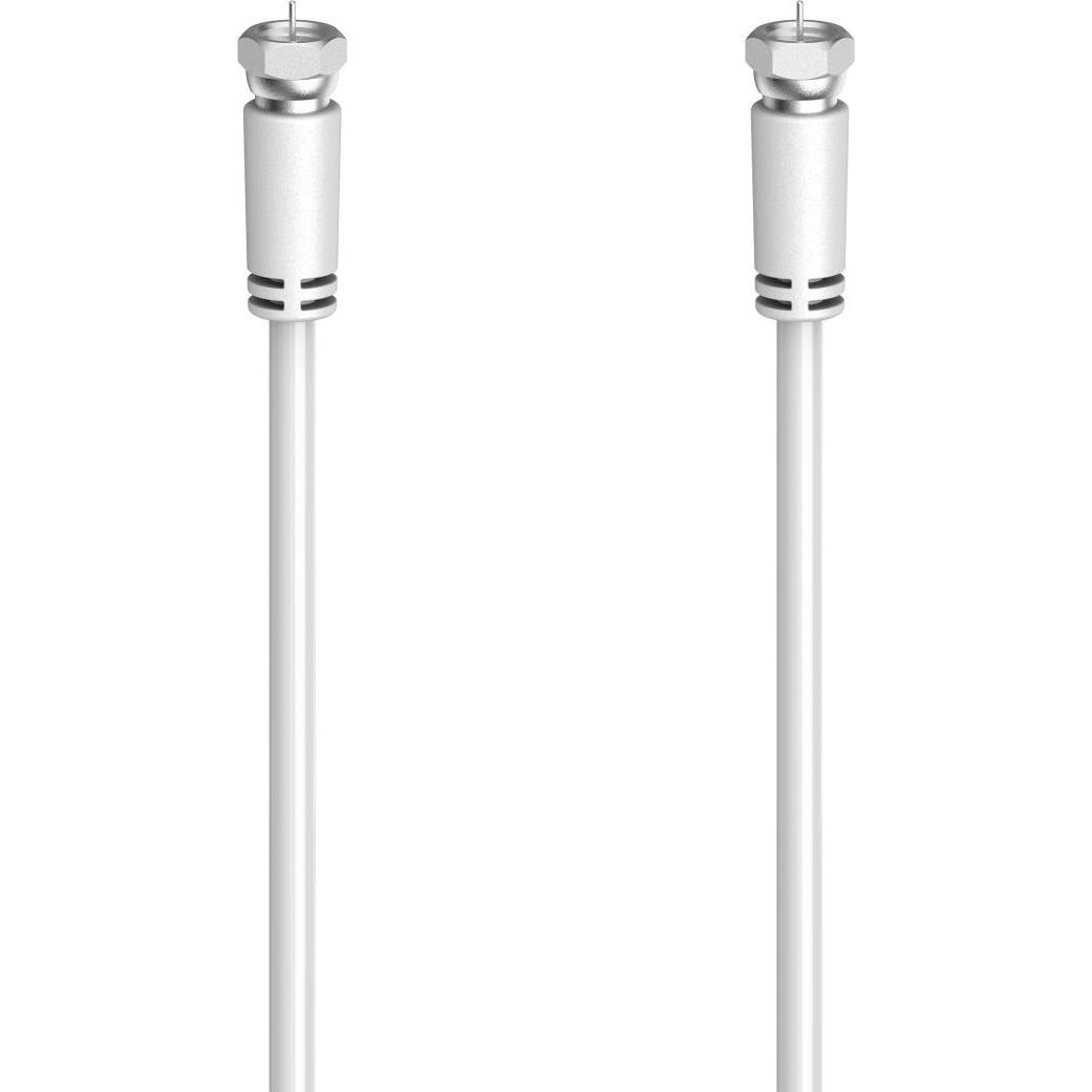Hama SAT-Anschlusskabel, F-Stecker - F-Stecker, 5,0 m, 90 dB, Weiss (90 dB, Antennenkabel), Antennenkabel