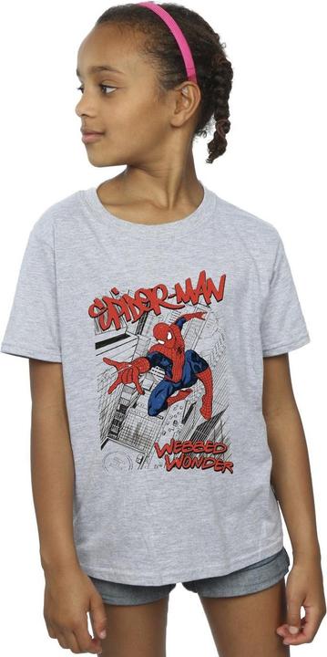 Actual product image Girls Spider-Man Sketch City Cotton T-Shirt (104)