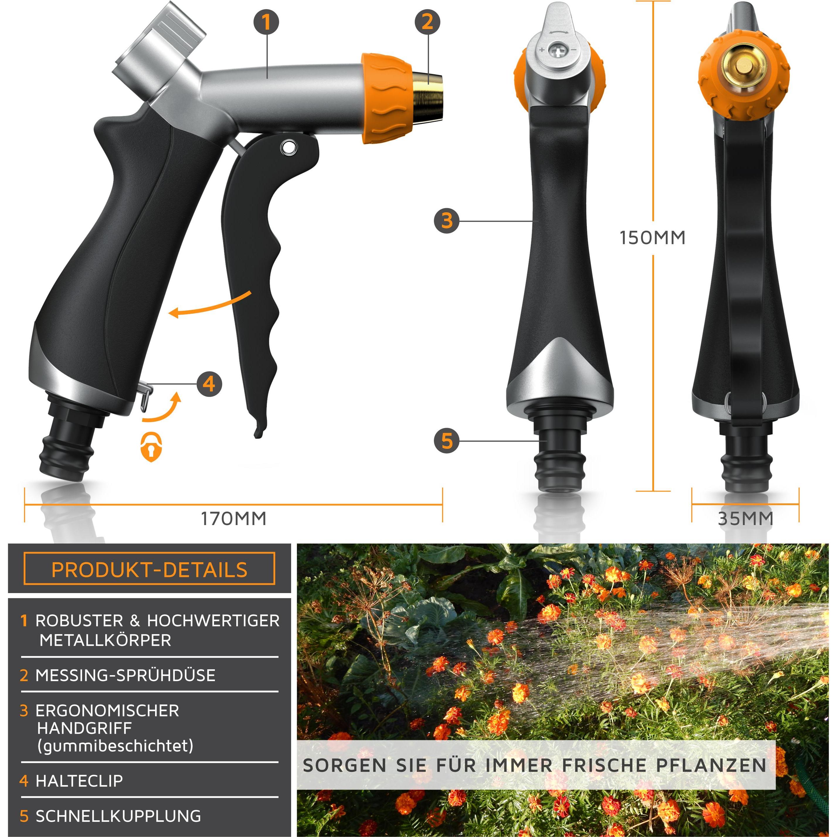 Thumbnail - Brandson, Gartenbrause, Multifunktionsbrause, Metall Garten Handbrause, Gartenbrause 1/2 Zoll, Pistolengriff, Messing
