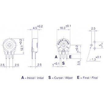 Thumbnail - Velleman Piher Trimmer 47K (Small Vert For Screwdriver), Widerstand