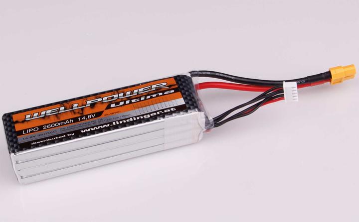 Wellpower Lipo Akku Ultima 2600 mAh / 14,8 Volt 4S 35/70C CH5/8 XT-60 (14.80 V, 2600 mAh)