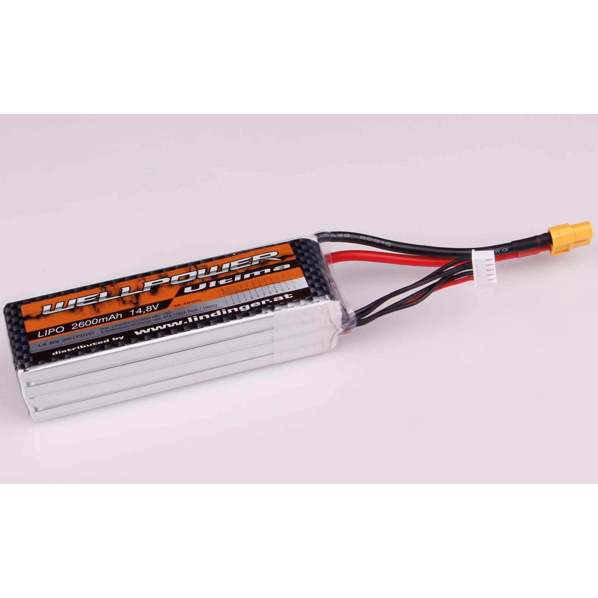 Wellpower Lipo Akku Ultima 2600 mAh / 14,8 Volt 4S 35/70C CH5/8 XT-60 (14.80 V, 2600 mAh)