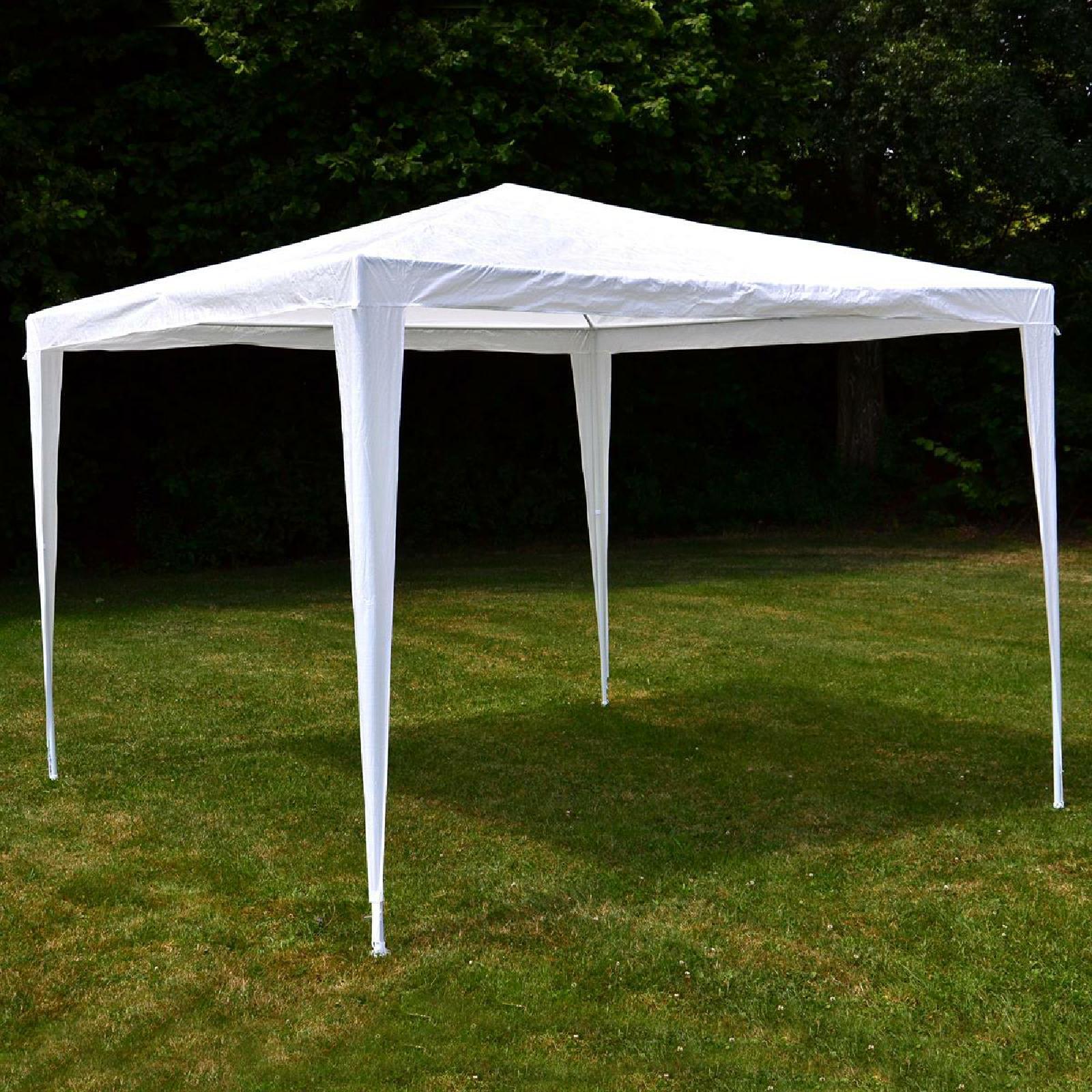 Thumbnail - VCM, Pavillon, Pavillon 3x3 m in weiss PE Plane Partyzelt Gartenzelt Stahlgestell Festivalzelt (300 cm, 300 cm)