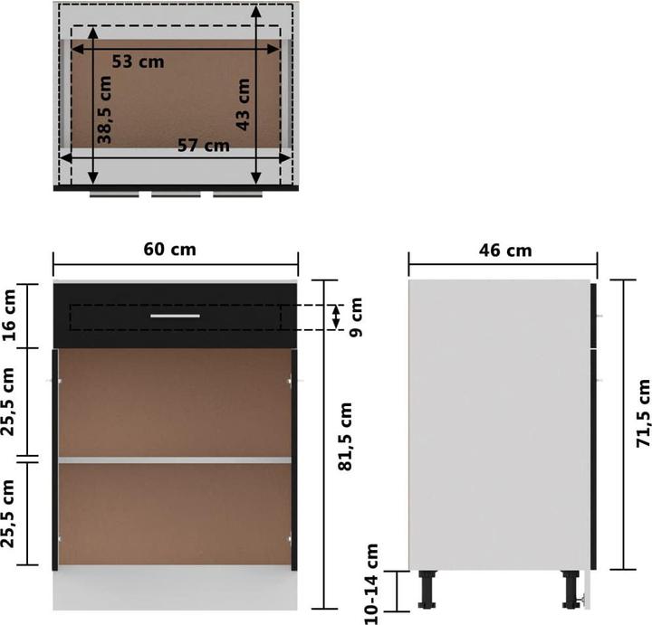 Immagine prodotto vidaXL Schubunterschrank (60 x 46 x 81.50 cm)