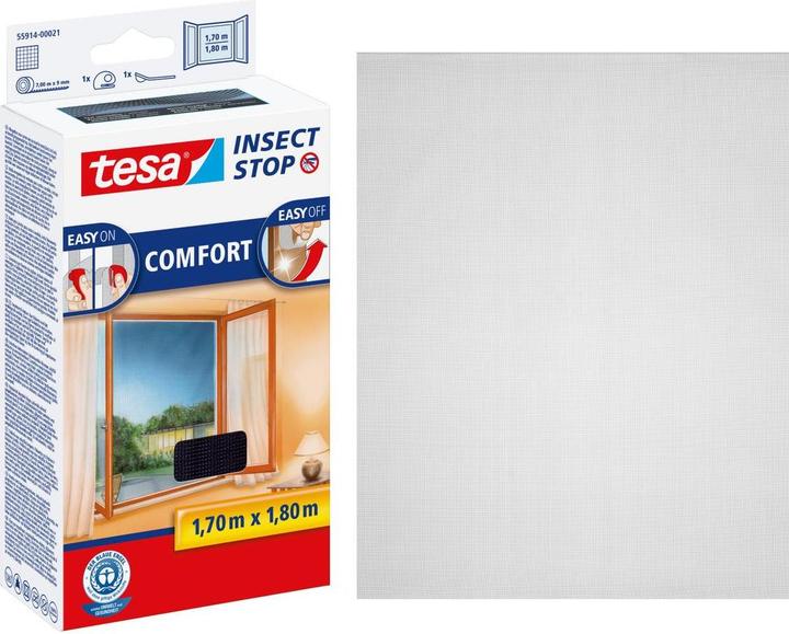 Actual product image tesa Insect screen COMFORT for windows, with Velcro tape, self-adhesive, without drilling (170 x 180 cm)