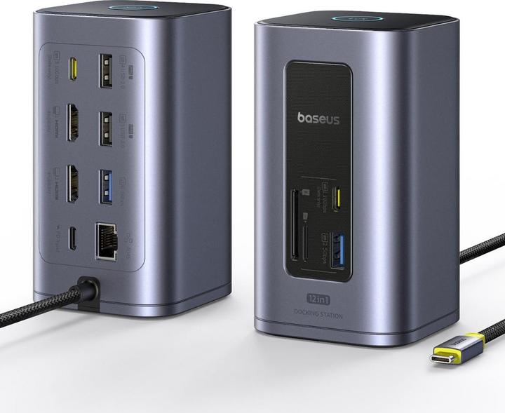 Actual product image Baseus USB-C Hub NU1 Air Spacemate, 12in1, Grey (USB-C, 12 ports)