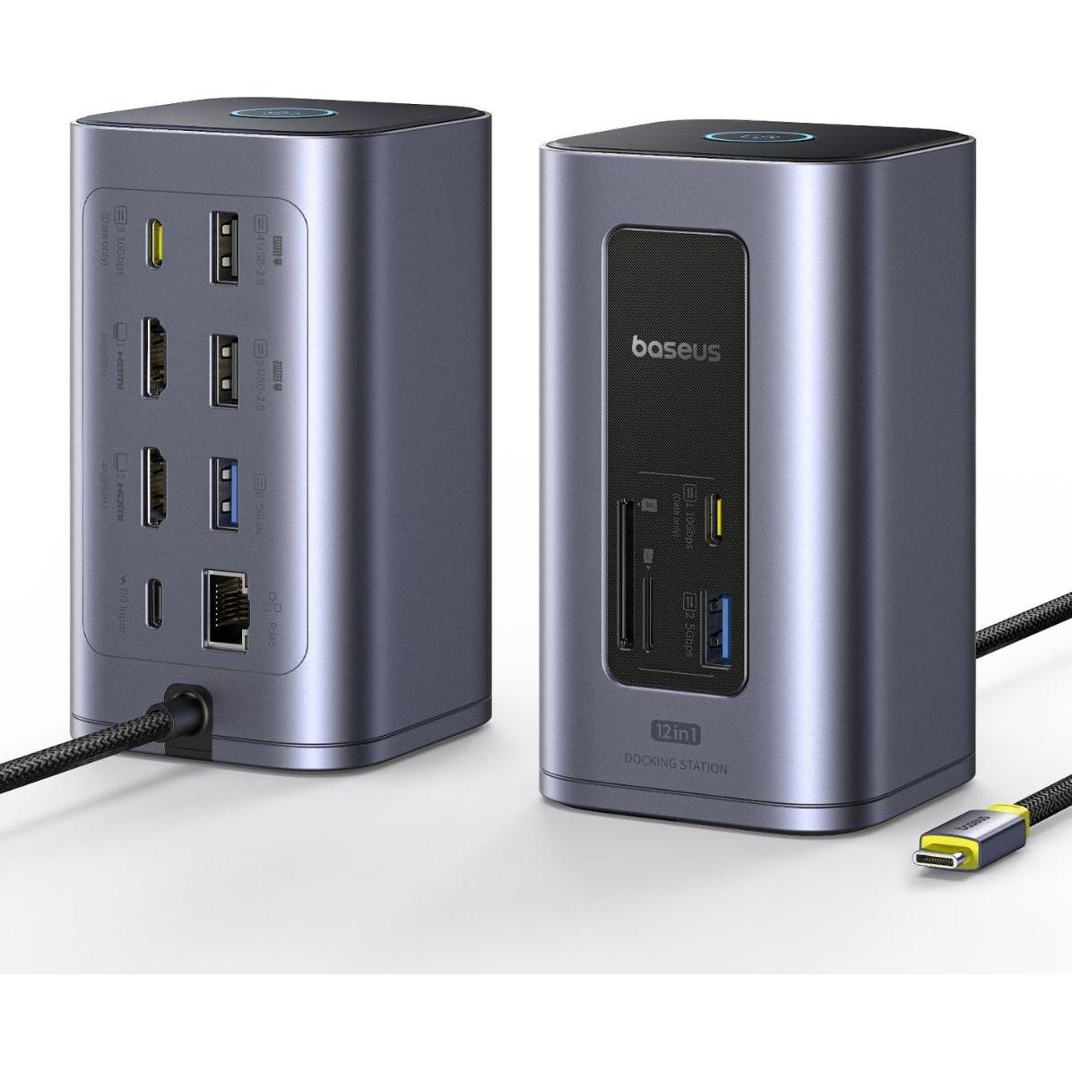 Baseus Hub USB-C NU1 Air Spacemate, 12in1, grigio (12 porte), Docking station + Hub USB, Grigio