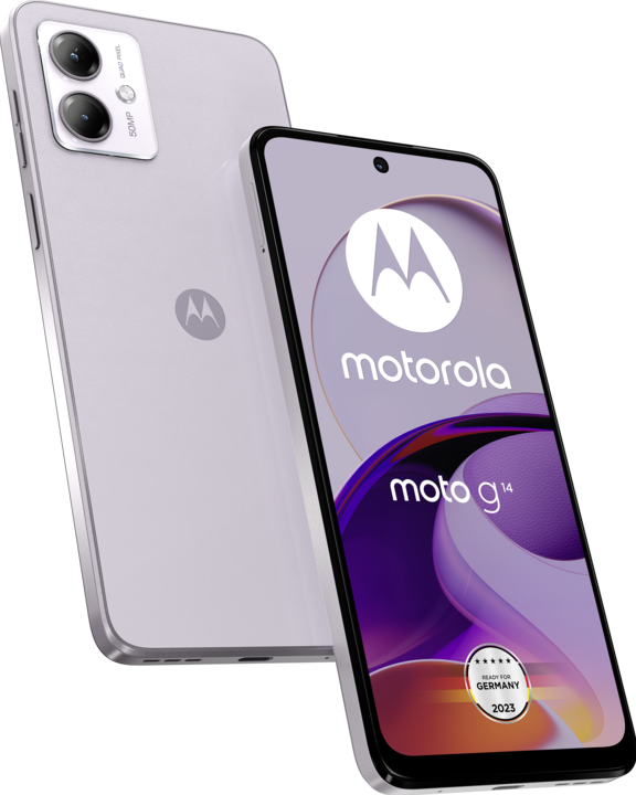 Produktbild Motorola Moto G14 (128 GB, Pale Lilac, 6.50", Dual SIM, 50 Mpx, 4G)