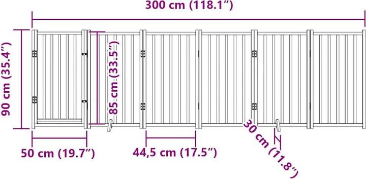 Produktbild vidaXL Hundetor mit Tür Faltbar Hundegitter Schutzgitter Weiss 4-tlg. Massivholz (6 cm)