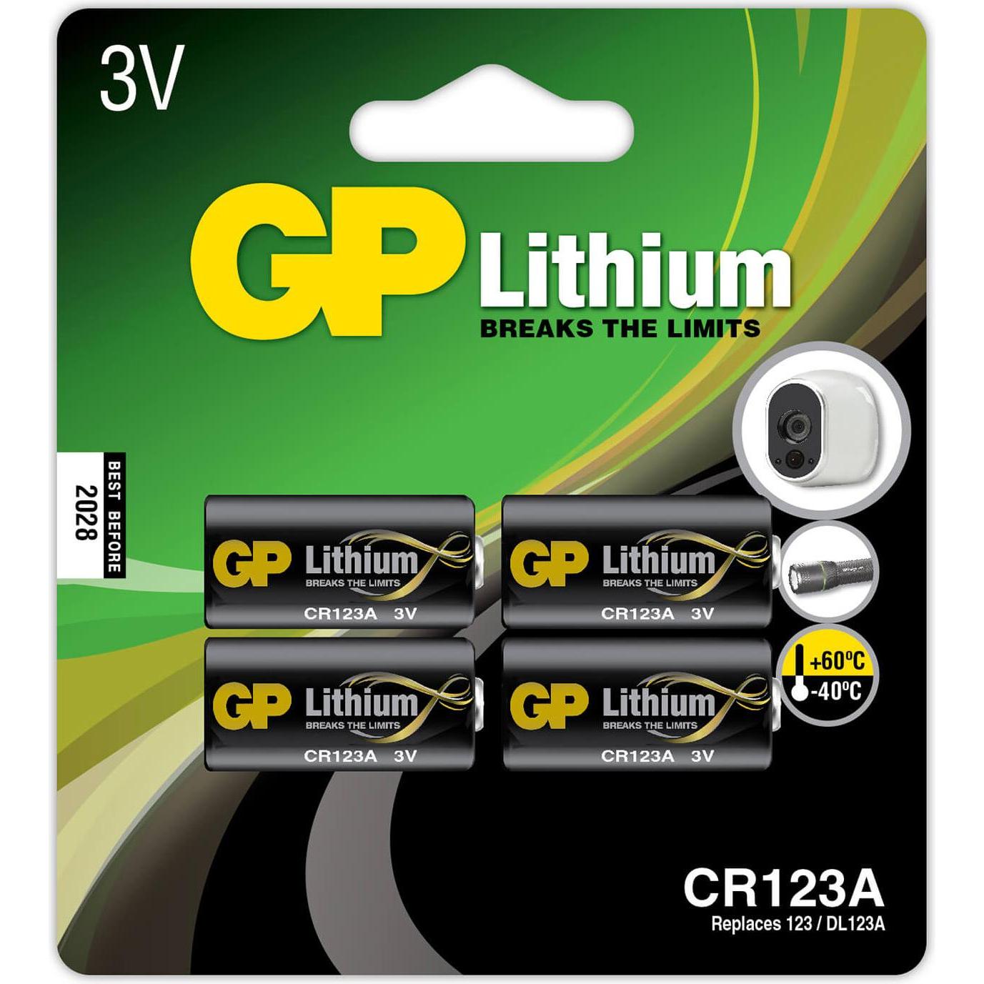 GP Batteries Lithium Battery CR123A (4 pz., CR123A), Batterie + pile