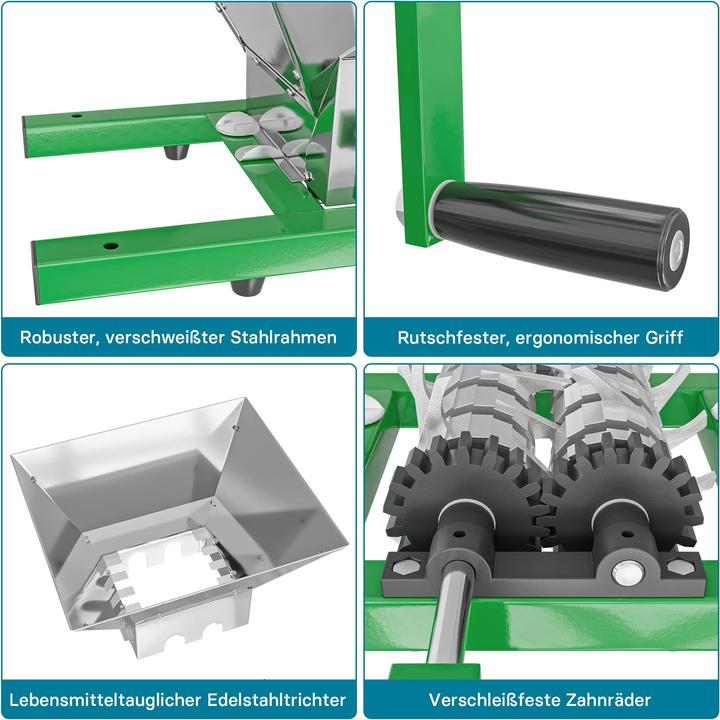 Produktbild Wiltec Obstmühle 7L Trichter Maische Handkurbel Obstmühle Saftpresse Apfelpresse