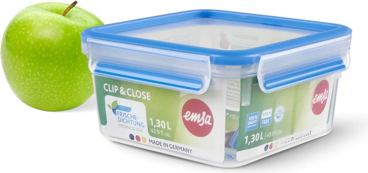 Productafbeelding Emsa Clip&Close voedsel bewaardoos 1,3 L vierkant (1.30 l)
