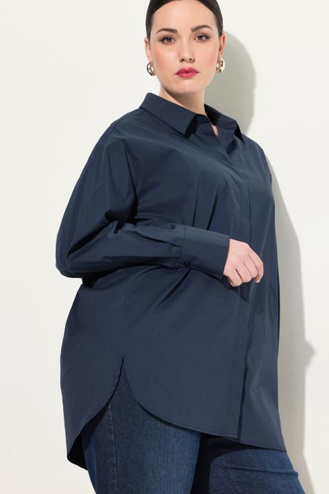 Produktbild Ulla Popken Hemdbluse, Perlmuttknöpfe, oversized, Langarm (54)