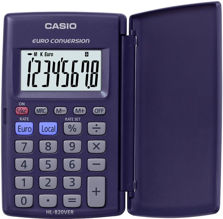 Image du produit Casio HL-820VER, poche, calculatrice simple, 8 chiffres, 2 lignes, batterie, bleu (Piles)
