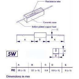 10x Velleman Resistor 5W 39E0, Widerstand