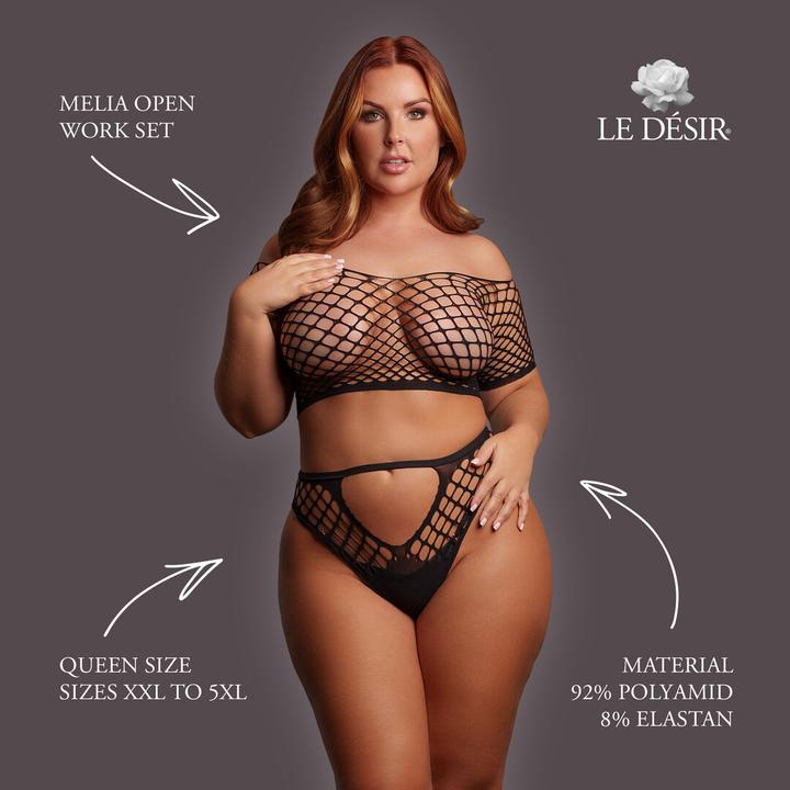 Produktbild Le Désir Melia - Open Work Set - Queen Size - Black (3XL, 4XL, 5XL, XXL)