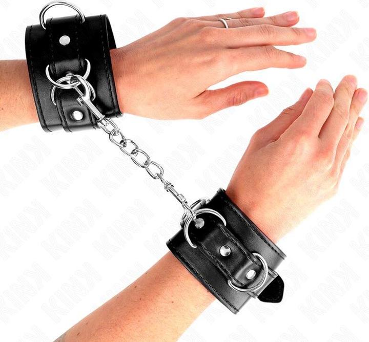 Image du produit Kink 3 D-RING MENOTTES POIGNET RÉGLABLE NOIR 17,5-25 CM X 6 CM