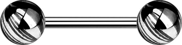 Produktbild Star Piercing Barbell silber mit zwei Kugeln schwarz elektrisch Beschichtet (Chirurgenstahl 316L, ohne Messing)